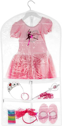 Clear Dance Costume Garment Bag with Pockets for Kids with Durable Diagonal Zipper Transparent - Bagsko.com