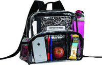 Clear Backpack Security Approved - Reinforced Straps & Front Accessory Pocket 12" x 5" x 12" - Bagsko.com