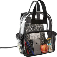 Clear Backpack Security Approved - Reinforced Straps & Front Accessory Pocket 12.5" x 5" x 13" - Bagsko.com