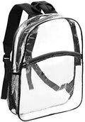 Vinyl Security Clear Bag Stadium Approved Lunch Transparent Backpack Bookbag Travel Rucksack with Black Trim - Bags for less us