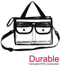 Clear Game Changer bag PVC Toiletry Bag 10 inch x 8 inch x 4 inch 4 External Pockets for Toiletries Adjustable Strap - Bagsko.com