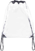Bags for Less Clear Drawstring Bag, Small Clear Bag For Stadiums, Sporting Events - 14 inch x 17 inch (Clear/Black) - Bags for less us