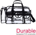 Clear Makeup Organizer PVC Toiletry Bag 21 inch x 11 inch x 7 inch, 4 External Pockets for Toiletries Adjustable Strap - Bagsko.com