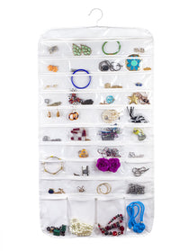 Bags for Less 80 Pocket Clear Hanging Jewelry Holder Storage Case Hanger Earrings Bracelets Pendants Accessories - Bags for less us