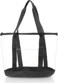 Bags for Less Set Clear Stadium Security Travel & Gym Zippered Tote Bag Sturdy PVC Construction, Black Trim - Bags for less us