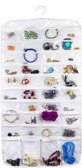 Bags for Less 80 Pocket Clear Hanging Jewelry Holder Storage Case Hanger Earrings Bracelets Pendants Accessories - Bags for less us