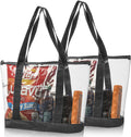 Bags for Less Set Clear Stadium Security Travel & Gym Zippered Tote Bag Sturdy PVC Construction, Black Trim - Bags for less us