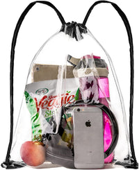 Clear Drawstring Bag,For Stadiums, Sporting Events - 14 inch x 17 inch - Bagsko.com
